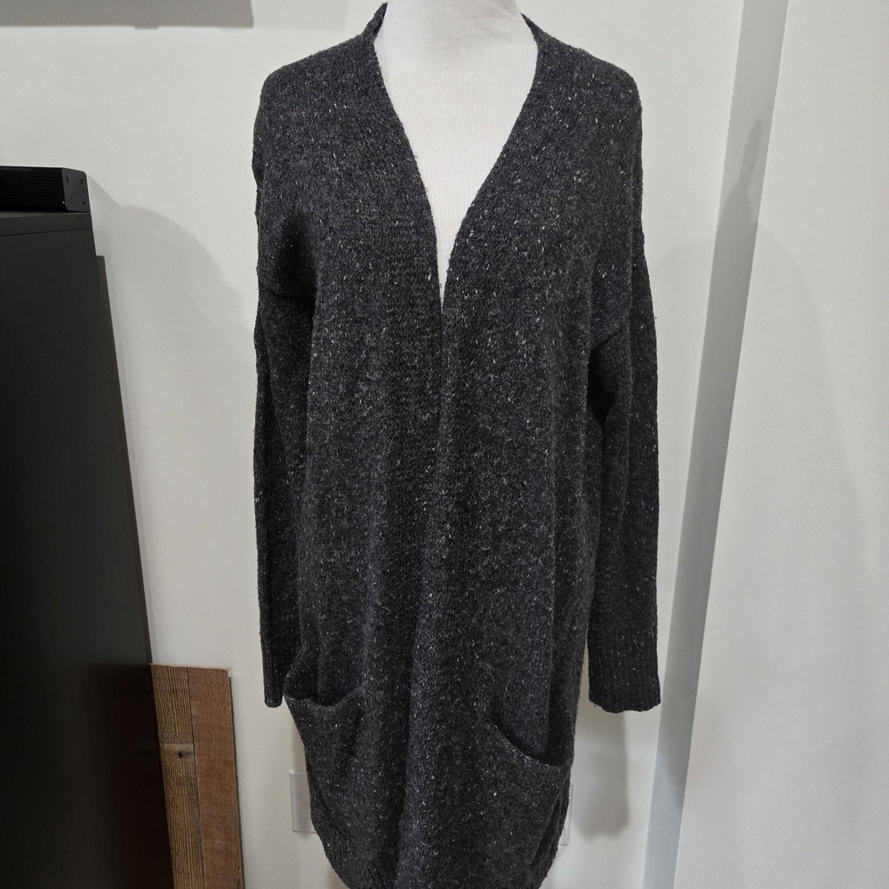Gap Hesthered Dark Gray Long Open Cardigan